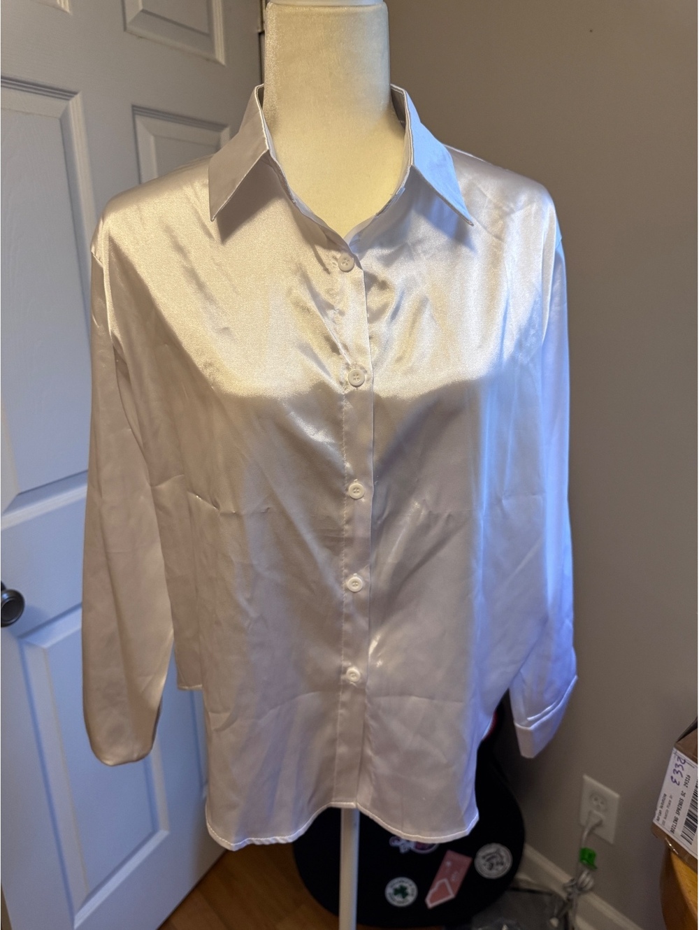 MICAS white satin button up